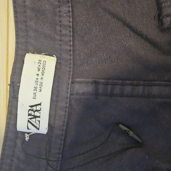 Zara cargo pants womens size 4 gray black small pockets New unworn 100% cotton - Picture 4 of 6